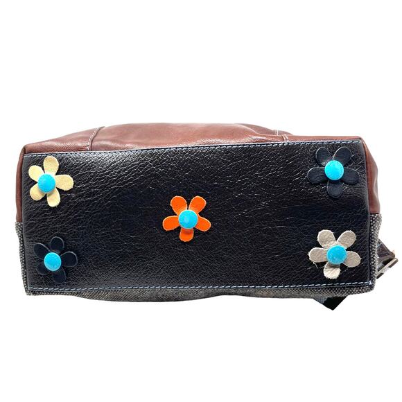 NWOT GABS Firenze Made in Italy Brown Leather and Tweed Convertible Crossbody - Picture 5 of 7